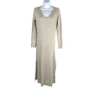 AYR The Babe Dress Small Ribbed V-Neck Long Sleeve Viscose Blend DR-1306